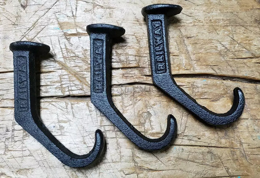 Black Railroad Spike Hook